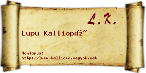 Lupu Kalliopé névjegykártya